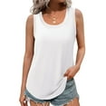 thumbnail image 1 of MOSHU Ribbed Trim Tank Tops for Women Flowy Round Neck Women Shirts Loose Fit Sleeveless Summer Tops, 1 of 12