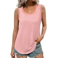 thumbnail image 1 of MOSHU Ribbed Trim Tank Tops for Women Flowy Round Neck Women Shirts Loose Fit Sleeveless Summer Tops, 1 of 11
