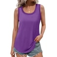 thumbnail image 1 of MOSHU Ribbed Trim Tank Tops for Women Flowy Round Neck Women Shirts Loose Fit Sleeveless Summer Tops, 1 of 11
