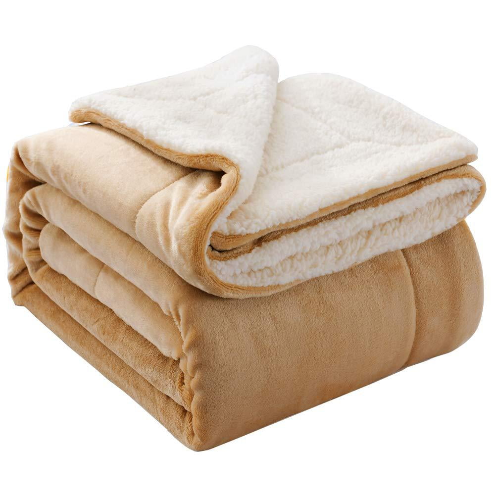 MOSHU Sherpa Bed Blankets Double Reversible Fluffy for Bed Warm Soft Twin Flannel Fleece Blankets