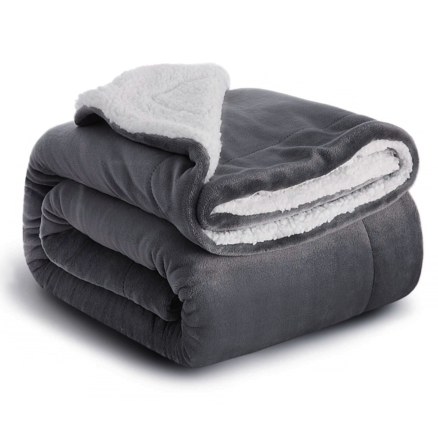 MOSHU Sherpa Bed Blankets Double Reversible Fluffy for Bed Warm Soft Twin Flannel Fleece Blankets