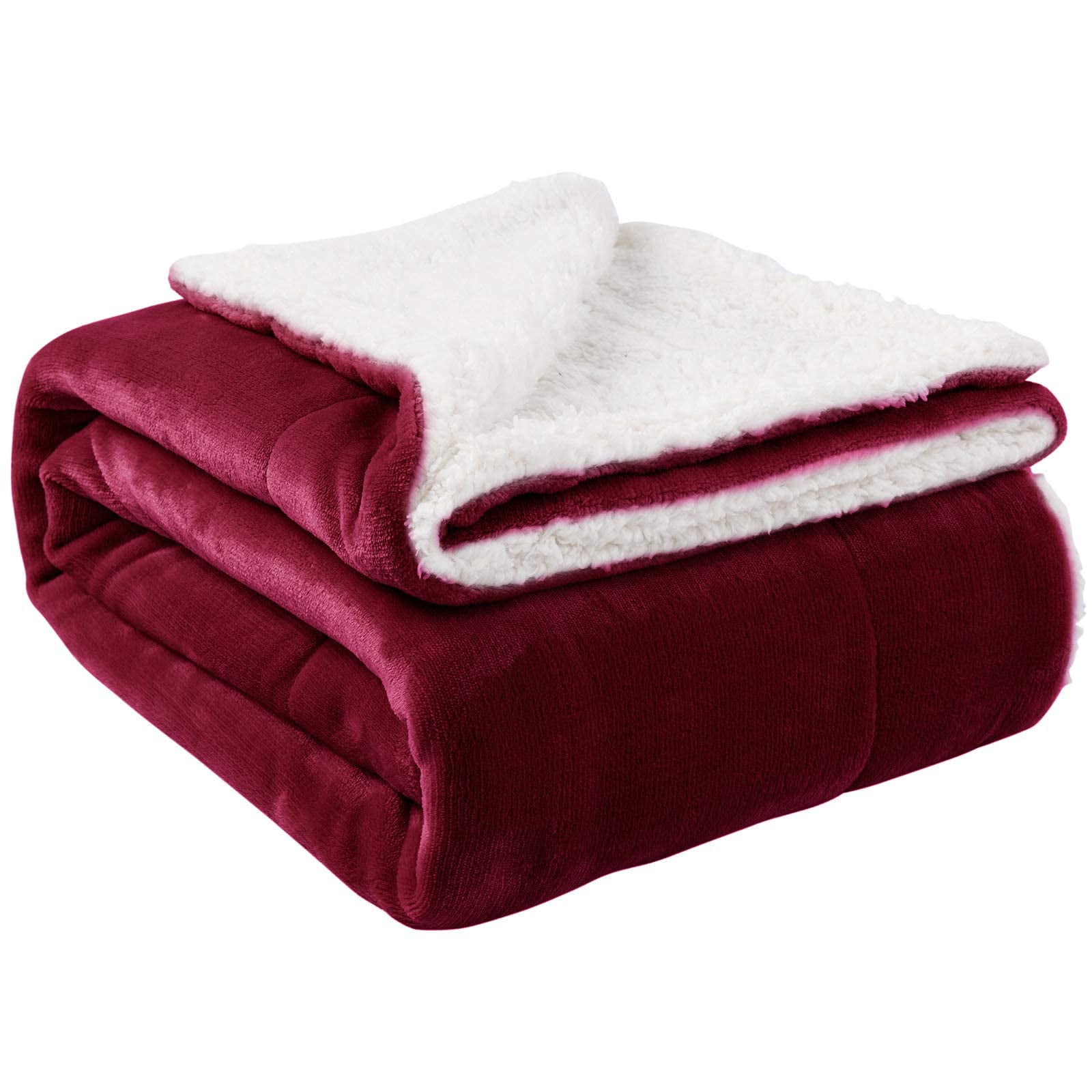 Double Reverse MOSHU Sherpa Bed Blankets Double Reversible Fluffy for Bed Warm Soft ...
