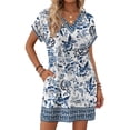 thumbnail image 1 of MOSHU Summer Dresses for women V Neck Womens Dresses Short Sleeve Casual Midi Dress with Pockets, 1 of 11