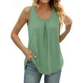 thumbnail image 1 of MOSHU Summer Tank Tops for Women V-neck Sleeveless Shirts Pleated Front Tops, 1 of 9