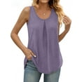 thumbnail image 1 of MOSHU Summer Tank Tops for Women V-neck Sleeveless Shirts Pleated Front Tops, 1 of 9