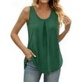 thumbnail image 1 of MOSHU Summer Tank Tops for Women V-neck Sleeveless Shirts Pleated Front Tops, 1 of 9
