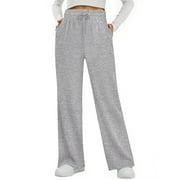 MOSHU Sweatpants for Women Straight Leg Elastic Waist Fall Pants Baggy Lounge Pants Womens Sweatpants with Pockets