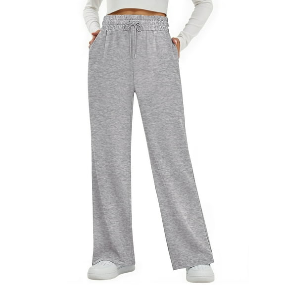 MOSHU Sweatpants for Women Straight Leg Elastic Waist Fall Pants Baggy Lounge Pants Womens Sweatpants with Pockets