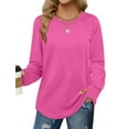 thumbnail image 1 of MOSHU Sweatshirts for Women Thumb Hole Long Sleeve Shirts Curved Hem Crewneck Sweatshirts Casual Fall Womens Tunic Tops, 1 of 10