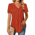 thumbnail image 1 of MOSHU T-shirts for Women Pleated Printed Short Sleeve Tunice Tops V Neck Summer Womens Shirts, 1 of 6