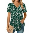 MOSHU Women's Pleated Printed Tunic Tops, V Neck Short Sleeve Summer ...