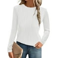 thumbnail image 1 of MOSHU Textured Blouses for Women Crewneck Dressy Womens Tops Casual Long Sleeve Fall Shirts, 1 of 8