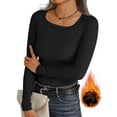 thumbnail image 1 of MOSHU Thermal Tops for Women Scoop Neck Slim Fit Basic Top Ribbed Thermal Undershirts Layering Tee Womens Long Sleeve Shirts, 1 of 11