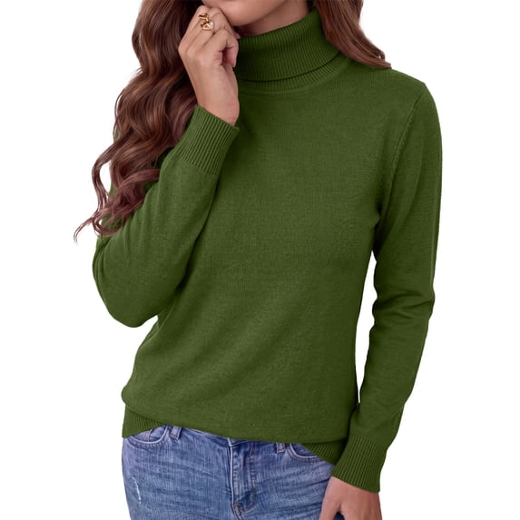 MOSHU Turtleneck Sweaters for Women Long Sleeve Casual Tops Knit Womens Pullover Sweaters Winter Clothes