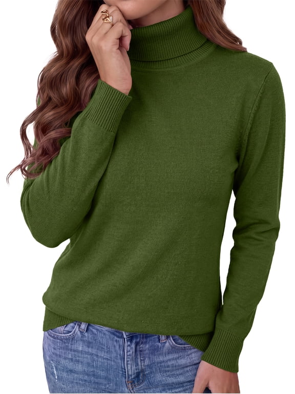 Turtleneck Sweaters for Women Long Sleeve Casual Tops Knit Womens Pullover Sweaters Winter Clothes