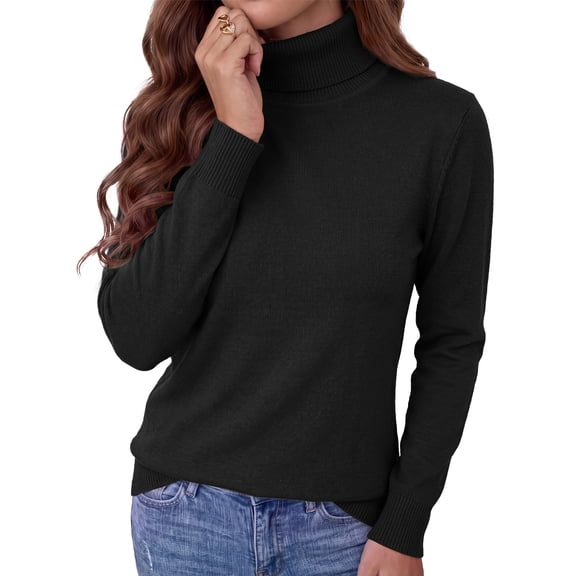 MOSHU Turtleneck Sweaters for Women Long Sleeve Casual Tops Knit Womens Pullover Sweaters Winter Clothes