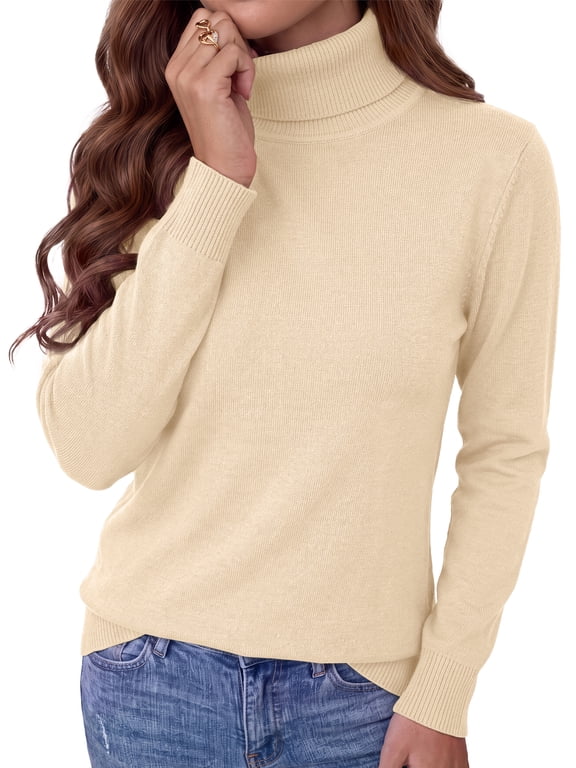 Turtleneck Sweaters for Women Long Sleeve Casual Tops Knit Womens Pullover Sweaters Winter Clothes