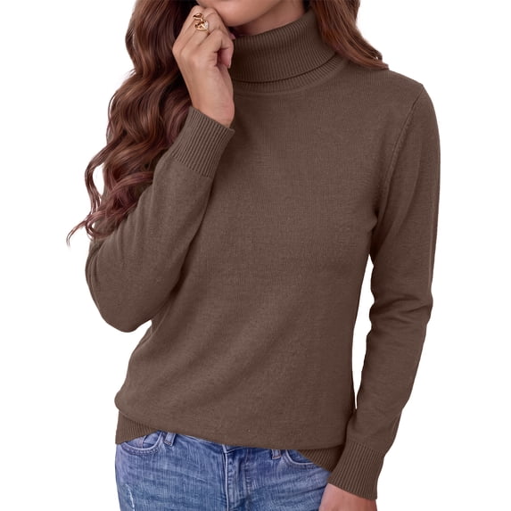 MOSHU Turtleneck Sweaters for Women Long Sleeve Casual Tops Knit Womens Pullover Sweaters Winter Clothes