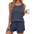 thumbnail image 1 of MOSHU Two Piece Lounge Sets for Women Solid Tank Tops and Knot Front Shorts Pajama Sets Drawstring Loungewear, 1 of 7