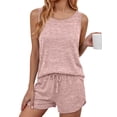 thumbnail image 1 of MOSHU Two Piece Lounge Sets for Women Solid Tank Tops and Knot Front Shorts Pajama Sets Drawstring Loungewear, 1 of 7