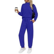 MOSHU Two Piece Sets for Women Casual Lounge Sets Mock Neck Sweatshirts and Drawstring Jogger Pants Vacation Travel Outfits