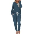 thumbnail image 1 of MOSHU Two Piece Womens Pajama Sets Button Down Shirts and Drawstring Pants with Pockets Solid Lounge Sets for Women, 1 of 10