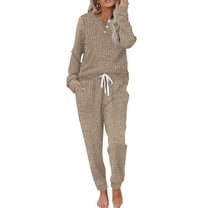 MOSHU Two Piece Womens Pajama Sets Button Down Shirts and Drawstring Pants with Pockets Solid Lounge Sets for Women
