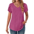thumbnail image 1 of MOSHU V-Neck T-shirts for Women Petal Sleeve Tunic Tops Summer Casual Womens Shirts, 1 of 10