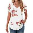 thumbnail image 1 of MOSHU V-Neck T-shirts for Women Petal Sleeve Tunic Tops Summer Casual Womens Shirts, 1 of 8