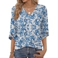 thumbnail image 1 of MOSHU V Neck Tops for Women 3/4 Length Sleeve Women Tops Casual Dressy Women Blouses Trendy Tunic Tops, 1 of 9