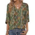 thumbnail image 1 of MOSHU V Neck Tops for Women 3/4 Length Sleeve Women Tops Casual Dressy Women Blouses Trendy Tunic Tops, 1 of 9