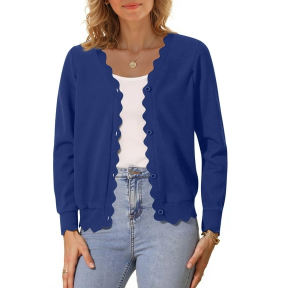 MOSHU V neck Cardigans for Women Long Sleeve Button Down Sweaters Open Front Knit Shrugs Cardigan Outerwear Coats