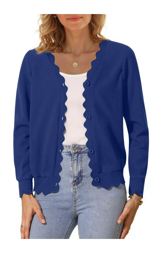 V neck Cardigans for Women Long Sleeve Button Down Sweaters Open Front Knit Shrugs Cardigan Outerwear Coats