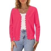 MOSHU V neck Cardigans for Women Long Sleeve Button Down Sweaters Open Front Knit Shrugs Cardigan Outerwear Coats