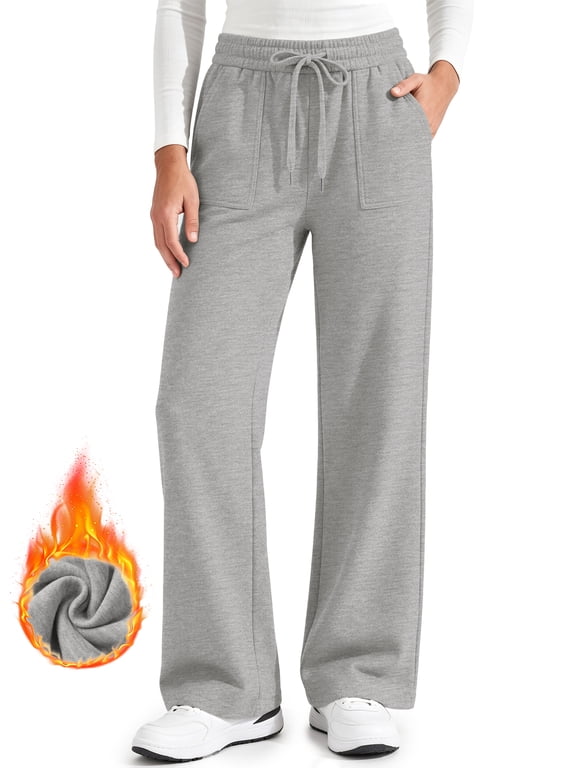 Wide Leg Sweatpants for Women High Waisted Baggy Fleece Cotton Pants Fall Casual Sweatpants with Pockets