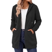 Women Zip Up Hoodies Long Sleeve Cotton Fleece Sweatshirts for Women Casual Hooded Jackets Fall Tops with Pockets
