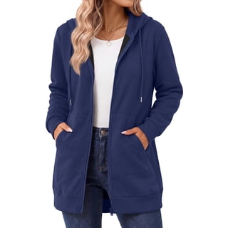 MOSHU Women Zip Up Hoodies Long Sleeve Cotton Fleece Sweatshirts for Women Casual Hooded Jackets Fall Tops with Pockets