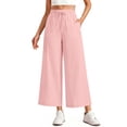 thumbnail image 1 of MOSHU Womens Capri Pants Summer Wide Leg Pants for Women Drawstring Casual Palazzo Trousers with Pockets, 1 of 9