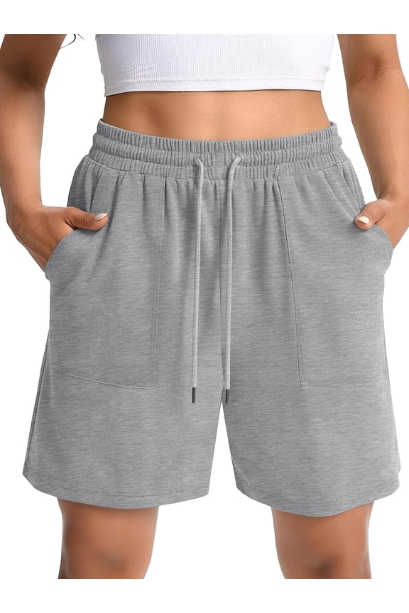 Womens Cotton Shorts Drawstring Waist Sweat Shorts for Women Summer Casual Shorts with Pockets