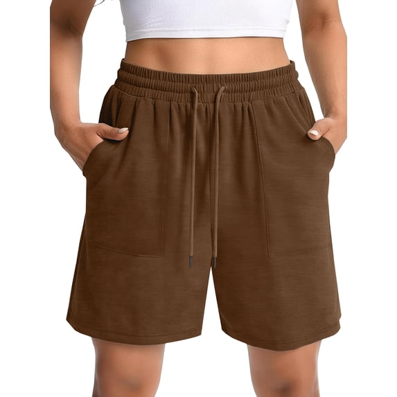 MOSHU Womens Cotton Shorts Drawstring Waist Sweat Shorts for Women Summer Casual Shorts with Pockets