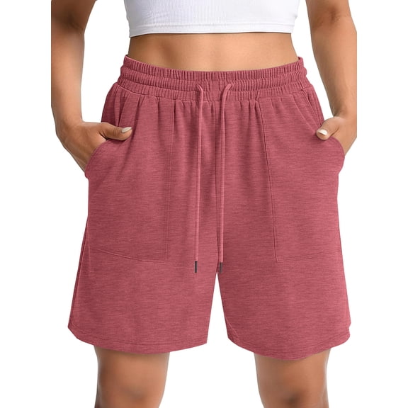 MOSHU Womens Cotton Shorts Drawstring Waist Sweat Shorts for Women Summer Casual Shorts with Pockets