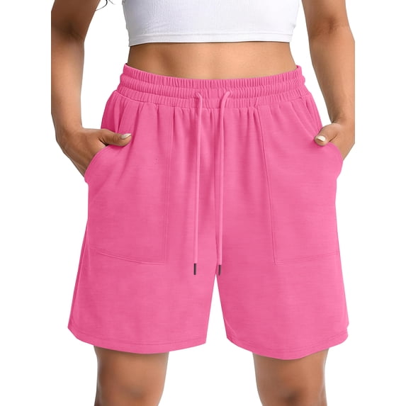 MOSHU Womens Cotton Shorts Drawstring Waist Sweat Shorts for Women Summer Casual Shorts with Pockets