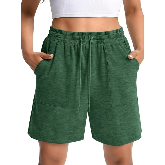 MOSHU Womens Cotton Shorts Drawstring Waist Sweat Shorts for Women Summer Casual Shorts with Pockets