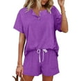 thumbnail image 1 of MOSHU Womens Pajamas Sets Button Down Tops and Drawstring Shorts With Pockets Two Piece Lounge Sets Oufits, 1 of 11