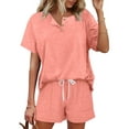 thumbnail image 1 of MOSHU Womens Pajamas Sets Button Down Tops and Drawstring Shorts With Pockets Two Piece Lounge Sets Oufits, 1 of 11