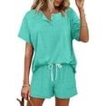 thumbnail image 1 of MOSHU Womens Pajamas Sets Button Down Tops and Drawstring Shorts With Pockets Two Piece Lounge Sets Oufits, 1 of 11