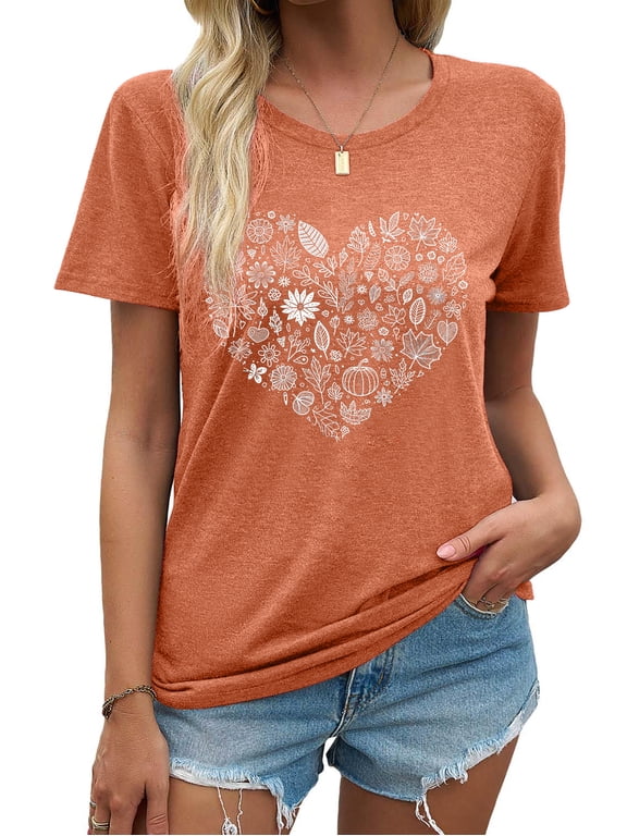 Halloween Womens T-shirts Plus Size Round Neck Shirts for Women Short Sleeve Loose Graphic Tees Casual Tee