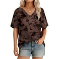 thumbnail image 1 of MOSHU Womens T-Shirts V Neck Short Sleeve Loose Tees Tops Casual Print Shirts for Women, 1 of 8