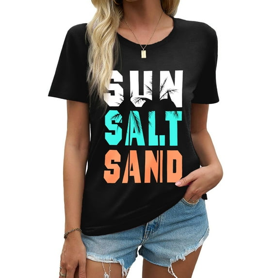 MOSHU Womens T-shirts Round Neck Shirts for Women Short Sleeve Loose Graphic Tees