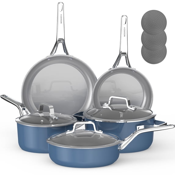 Caramic Pot MOSIECH 11 Piece Ceramic Pots and Pans Set Non Stick, Cookware Set with ...